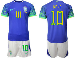 Brazil #10 KAKA Away 2022 World Cup National Soccer Jersey