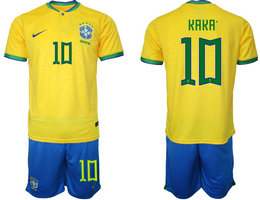 Brazil #10 KAKA Home 2022 World Cup National Soccer Jersey