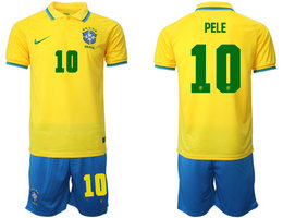 Brazil #10 PELE Home 2022 World Cup National Soccer Jersey