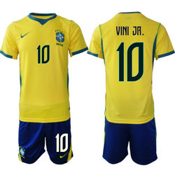 Brazil #10 Vini Jr . Home Navy Name 2026 World Cup Soccer jersey