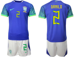Brazil #2 DANILD Away 2022 World Cup National Soccer Jersey