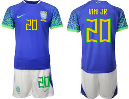 Brazil #20 VINI JR. Away 2022 World Cup National Soccer Jersey