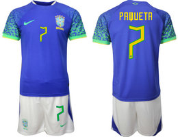 Brazil #7 PAQUETA Away 2022 World Cup National Soccer Jersey