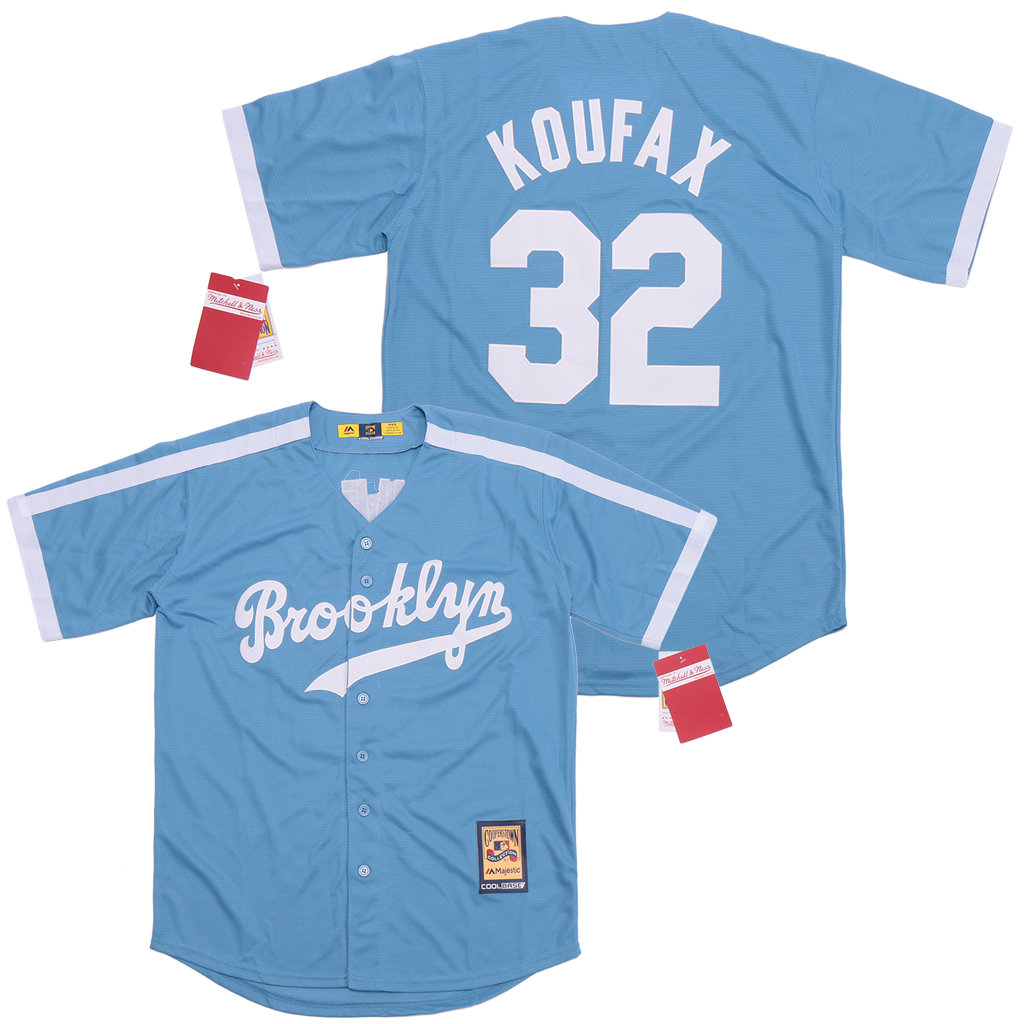 Brooklyn #32 Sandy Koufax Light Blue Throwback Stitched MLB Jersey