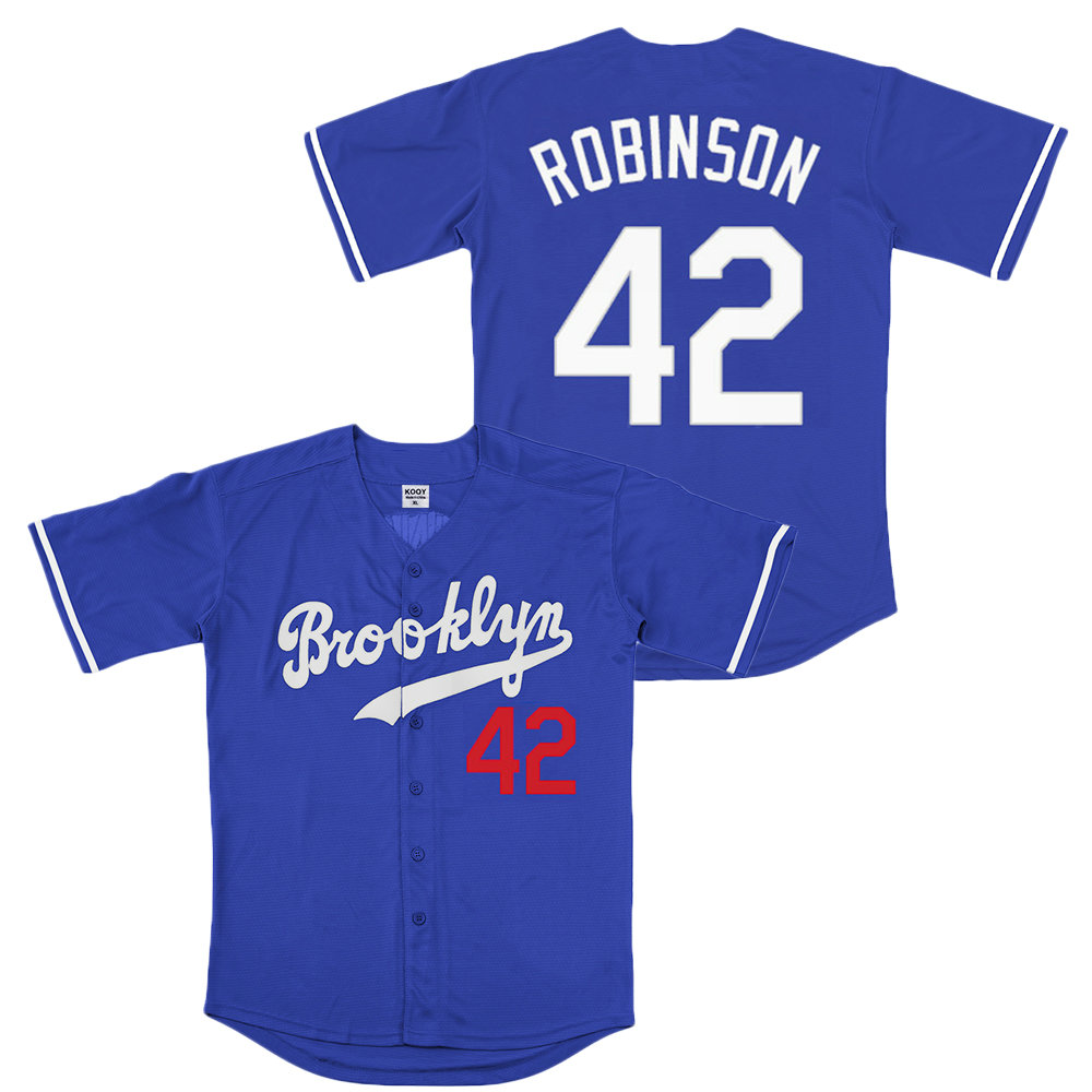 Brooklyn #42 Jackie Robinson Blue Throwback Stitched MLB Jersey
