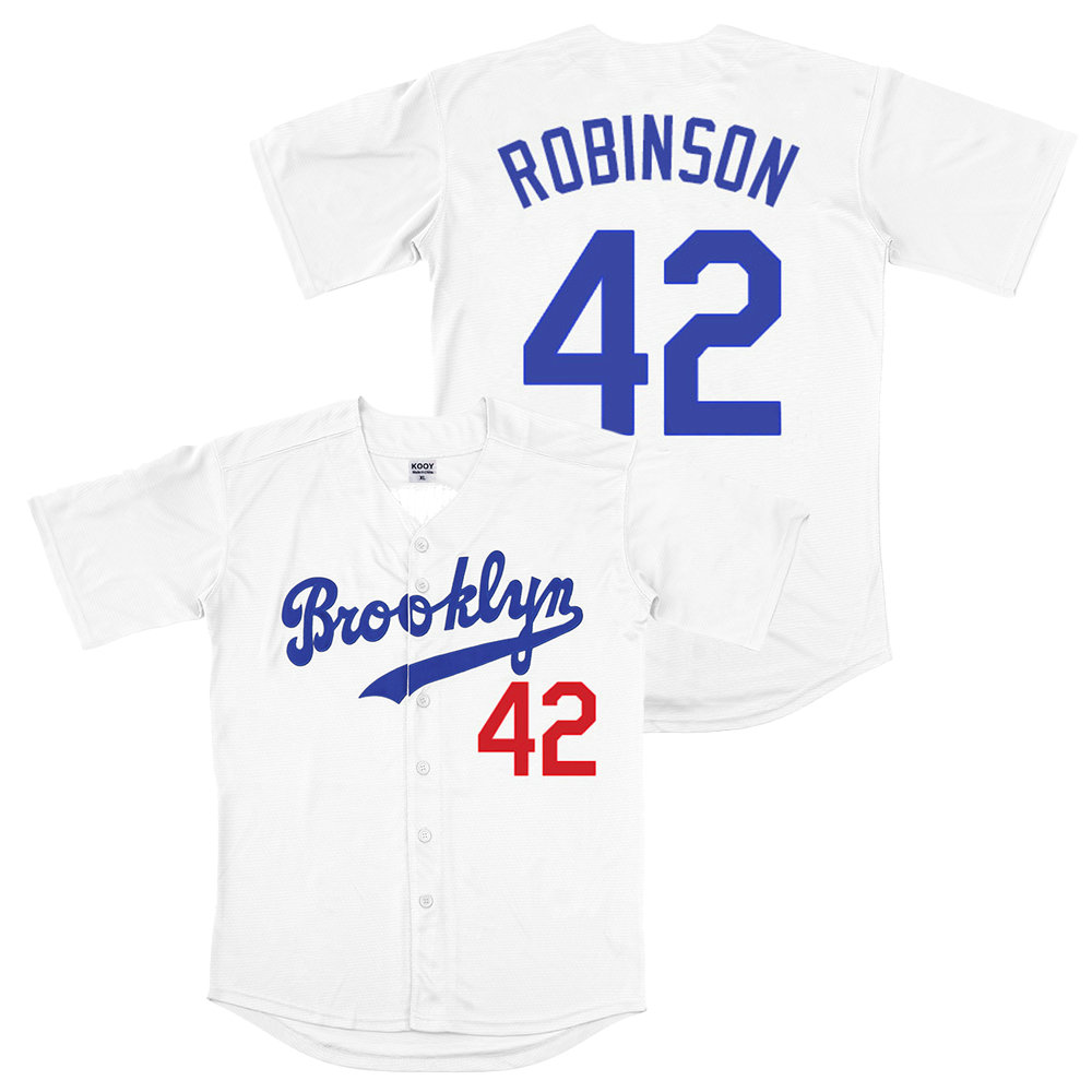 Brooklyn #42 Jackie Robinson White Throwback Stitched MLB Jersey