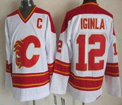 Calgary Flames #12 Jarome Iginla White CCM Throwback Authentic Stitched NHL jersey