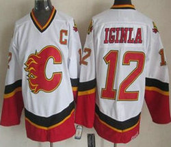 Calgary Flames #12 Jarome Iginla White CCM Throwback New Authentic Stitched NHL Jersey