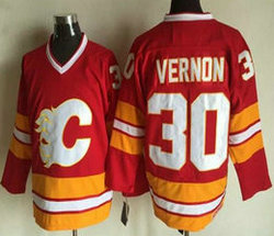 Calgary Flames #30 Mike Vernon CCM Throwback Authentic Stitched NHL Jerseys