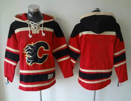 Calgary Flames Blank Red Authentic Stitched NHL Hoodies