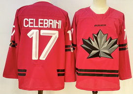 Canada #17 Macklin Celebrini Red Olympics Hockey Stitched Jersey