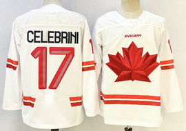 Canada #17 Macklin Celebrini White Olympics Hockey Stitched Jersey