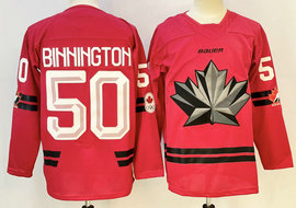 Canada #50 Jordan Binnington Red Olympics Hockey Stitched Jersey