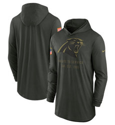 Carolina Panthers Forest Green 2025 Salute To Service Sideline Dri-FIT Lightweight Pullover Hoodie