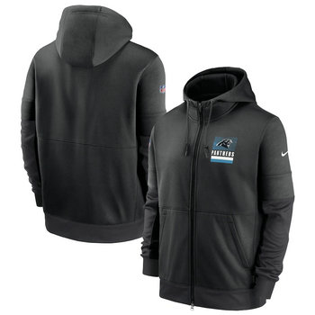 Carolina Panthers Nike Black Sideline Impact Lockup Performance Full-Zip Hoodie