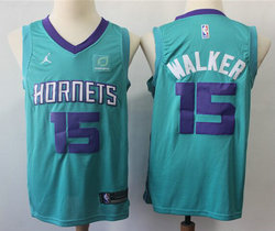 Charlotte Hornets #15 Kemba Walker Green Game With Advertising Authentic Stitched NBA Jersey