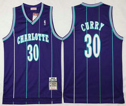 Charlotte Hornets #30 Dell Curry Purple Mesh 1992-93 Game Throwback Authentic Stitched NBA Jersey