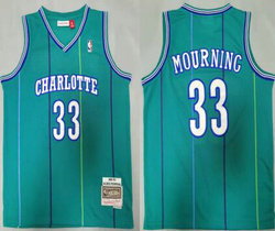 Charlotte Hornets #33 Alonzo Mourning Green 1992-93 Hardwood Classic Authentic Stitched NBA Jersey