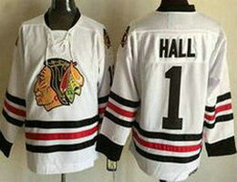 Chicago Blackhawks #1 Glenn Hall White New Throwback CCM Authentic Stitched NHL jersey
