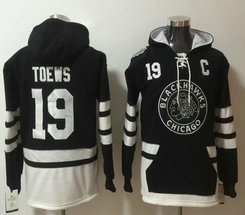 Chicago Blackhawks #19 Jonathan Toews Black All Stitched Hooded Sweatshirt