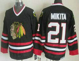 Chicago Blackhawks #21 Stan Mikita CCM Black Throwback Authentic Stitched NHL Jersey