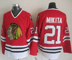 Chicago Blackhawks #21 Stan Mikita Red Throwback Authentic Stitched NHL Jersey