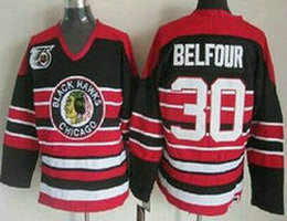 Chicago Blackhawks #30 ED Belfour Red Black 75TH CCM Authentic Stitched NHL Jersey