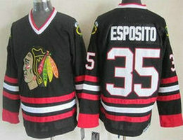 Chicago Blackhawks #35 Tony Esposito Black CCM Throwback Authentic Stitched NHL Jersey