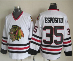 Chicago Blackhawks #35 Tony Esposito White CCM Throwback Authentic Stitched NHL Jersey
