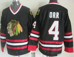 Chicago Blackhawks #4 Bobby Orr Black CCM Throwback Authentic Stitched NHL Jersey