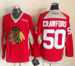 Chicago Blackhawks #50 Corey Crawford Red Practice Authentic Stitched NHL Jersey