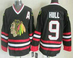 Chicago Blackhawks #9 Bobby Hull Black CCM Throwback Authentic Stitched NHL Jersey