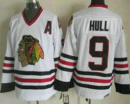 Chicago Blackhawks #9 Bobby Hull White CCM Throwback Authentic Stitched NHL Jersey