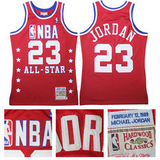 Chicago Bulls #23 Michael Jordan All Star 1989 Hardwood Red Classic Jersey