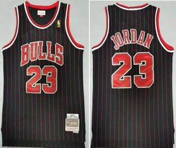 Chicago Bulls #23 Michael Jordan Black (Red Strip) 1996-97 Hardwood Classics Authentic Stitched NBA jersey