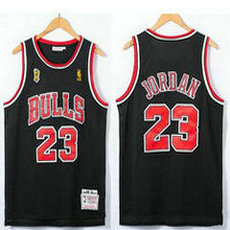 Chicago Bulls #23 Michael Jordan Black 1996-97 Season champion Hardwood Classics Authentic Stitched NBA jersey