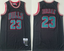 Chicago Bulls #23 Michael Jordan Black Grid 1997-98 Hardwood Classic Authentic Stitched NBA Jersey