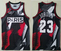 Chicago Bulls #23 Michael Jordan Black Paris Authentic Stitched NBA Jersey