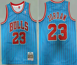 Chicago Bulls #23 Michael Jordan Blue Red stripe 1995-96 Hardwood Classics Authentic Stitched NBA Jersey