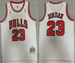 Chicago Bulls #23 Michael Jordan White 1995-96 champion Throwback Authentic Stitched NBA jersey