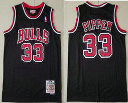 Chicago Bulls #33 Scottie Pippen Black Hardwood Classics Authentic Stitched NBA Jersey