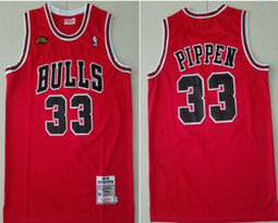 Chicago Bulls #33 Scottie Pippen Red finals Hardwood Classics Authentic Stitched NBA Jersey