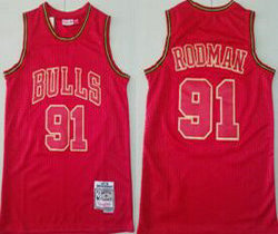 Chicago Bulls #91 Dennis Rodman Red 2020 Hardwood Classics Authentic Stitched NBA Jersey