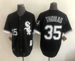 Chicago White Sox #35 Frank Thomas Black Throwback Authentic Stitched MLB jersey