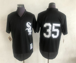 Chicago White Sox #35 Frank Thomas Black no name Throwback Authentic Stitched MLB jersey