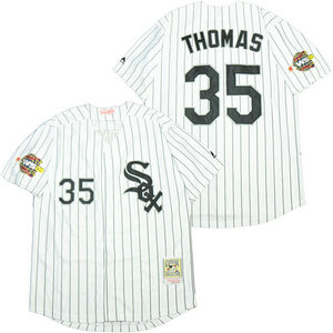Chicago White Sox #35 Frank Thomas White 2005 Throwback Authentic Stitched MLB Jersey