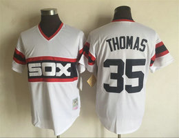 Chicago White Sox #35 Frank Thomas White Pullover Game Throwback Authentic Stitched MLB Jersey