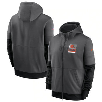 Cleveland Browns Nike Charcoal Sideline Impact Lockup Performance Full-Zip Hoodie
