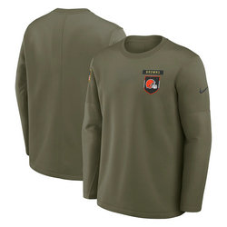 Cleveland Browns Olive 2025 Salute To Service Sideline Long Sleeve T-Shirt