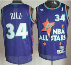 Cleveland Cavaliers #34 Tyrone Hill Purple 1995 All Star Throwback Authentic Stitched NBA jersey